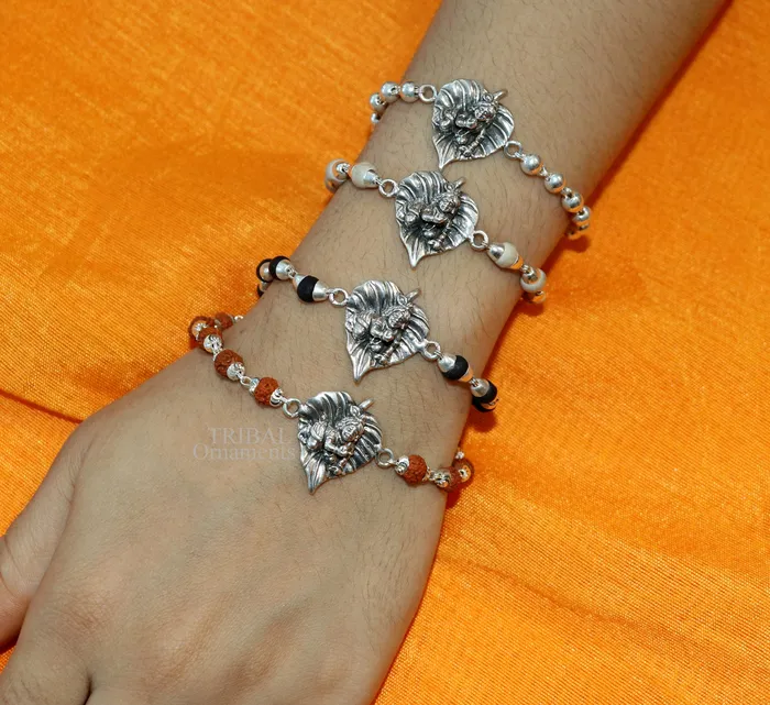 925 sterling silver handmade little krishna laddu gopala Designt rakhi bracelet with amazing rudrakshaTulsi beaded bracelet rk181 TRIBAL ORNAMENTS Bracelets 925 sterling silver handmade little krishna laddu gopala Designt rakhi bracelet with amazing rudrakshaTulsi beaded bracelet rk181 TRIBAL ORNAMENTS Bracelets