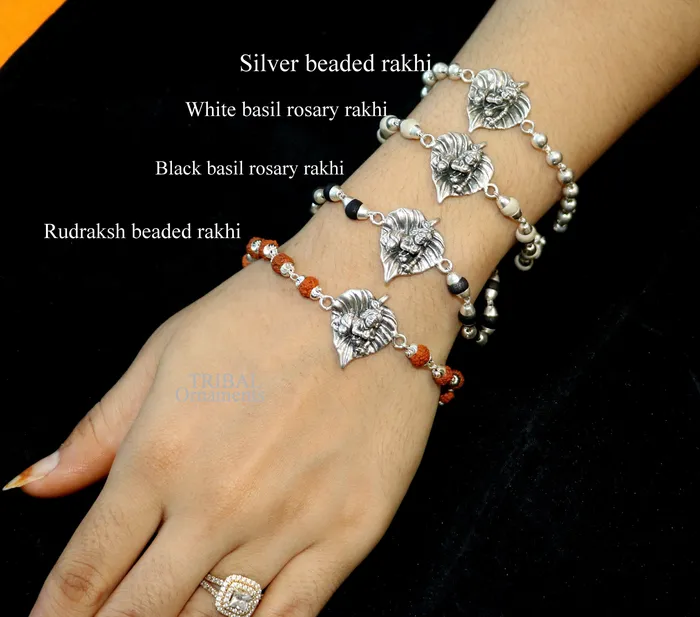 925 sterling silver handmade little krishna laddu gopala Designt rakhi bracelet with amazing rudrakshaTulsi beaded bracelet rk181 TRIBAL ORNAMENTS Bracelets 925 sterling silver handmade little krishna laddu gopala Designt rakhi bracelet with amazing rudrakshaTulsi beaded bracelet rk181 TRIBAL ORNAMENTS Bracelets