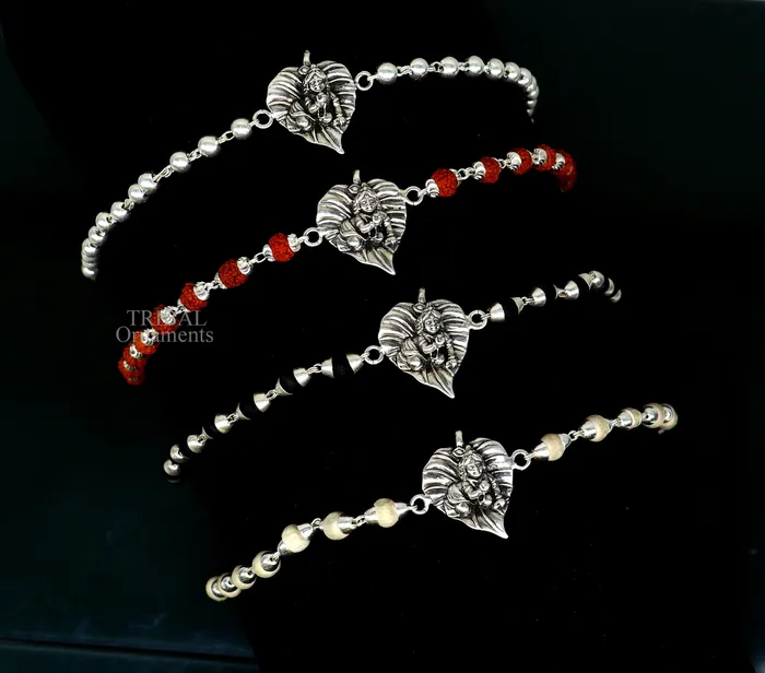 925 sterling silver handmade little krishna laddu gopala Designt rakhi bracelet with amazing rudrakshaTulsi beaded bracelet rk181 TRIBAL ORNAMENTS Bracelets 925 sterling silver handmade little krishna laddu gopala Designt rakhi bracelet with amazing rudrakshaTulsi beaded bracelet rk181 TRIBAL ORNAMENTS Bracelets