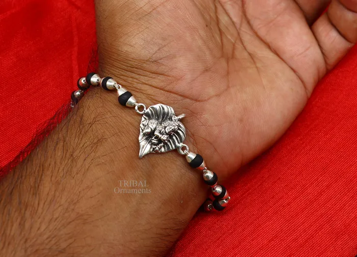 925 sterling silver handmade little krishna laddu gopala Designt rakhi bracelet with amazing rudrakshaTulsi beaded bracelet rk181 TRIBAL ORNAMENTS Bracelets 925 sterling silver handmade little krishna laddu gopala Designt rakhi bracelet with amazing rudrakshaTulsi beaded bracelet rk181 TRIBAL ORNAMENTS Bracelets