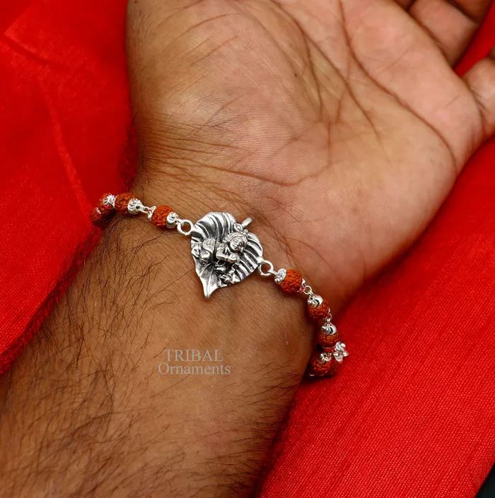 925 sterling silver handmade little krishna laddu gopala Designt rakhi bracelet with amazing rudrakshaTulsi beaded bracelet rk181 TRIBAL ORNAMENTS Bracelets 925 sterling silver handmade little krishna laddu gopala Designt rakhi bracelet with amazing rudrakshaTulsi beaded bracelet rk181 TRIBAL ORNAMENTS Bracelets