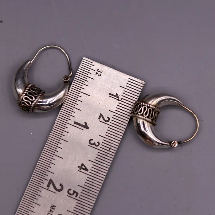 TRIBAL ORNAMENTS Earrings Traditional jewelry 925 sterling silver handmade vintage ethnic style hoops earrings kundalethnic pretty tribal belly dance jewelry s594