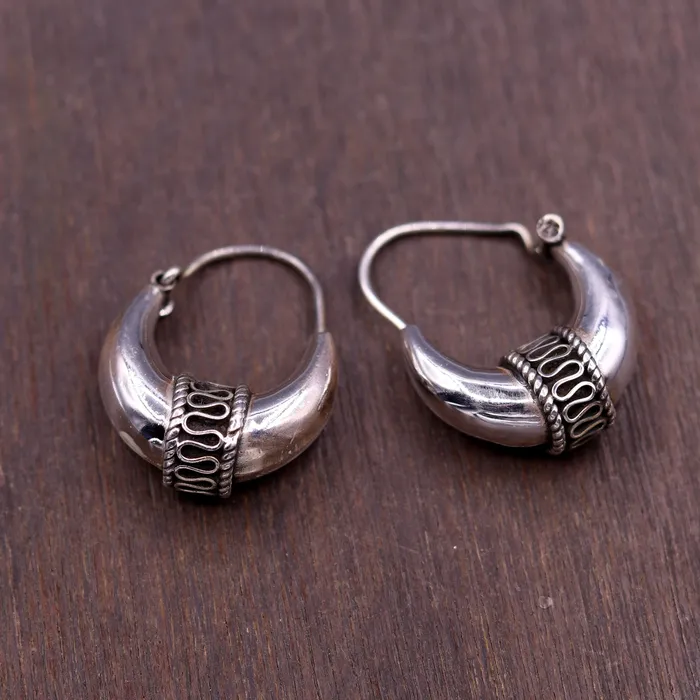 TRIBAL ORNAMENTS Earrings Traditional jewelry 925 sterling silver handmade vintage ethnic style hoops earrings kundalethnic pretty tribal belly dance jewelry s594