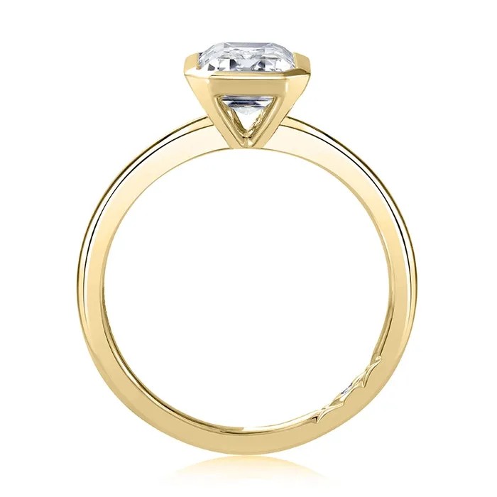 A Jaffe Rings A Jaffe 14K Yellow Gold Bezel Set Solitaire Ring for Emerald Cut A Jaffe Rings A Jaffe 14K Yellow Gold Bezel Set Solitaire Ring for Emerald Cut