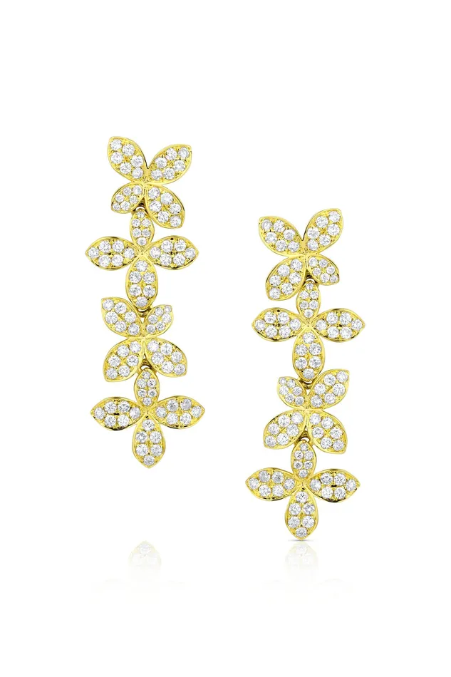 CJ Charles Jewelers Earrings Yellow Gold Flower Chandelier Earrings