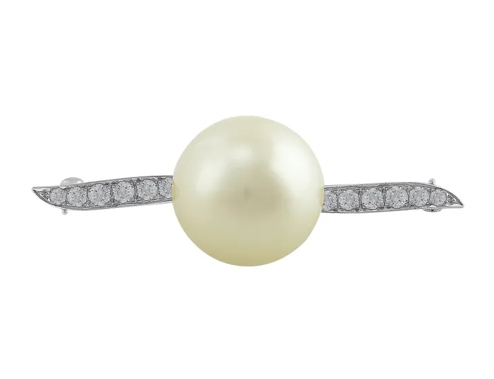 Earrings CJ Charles Jewelers Platinum Pearl Diamond Pin