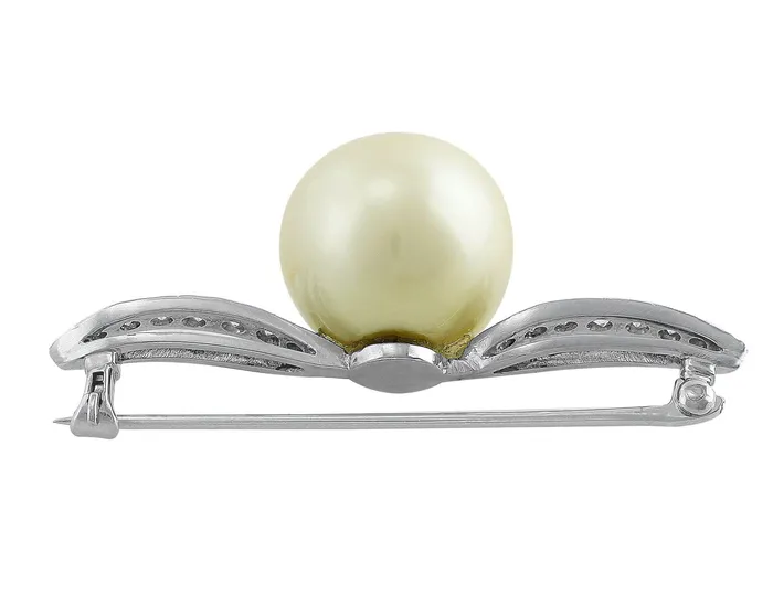 Earrings CJ Charles Jewelers Platinum Pearl Diamond Pin