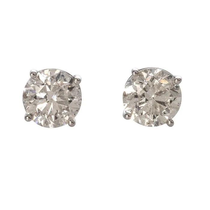 Earrings Croghans 3ct Round Diamond 14K White Gold Stud Earrings
