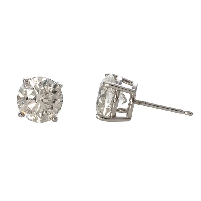 Earrings Croghans 3ct Round Diamond 14K White Gold Stud Earrings