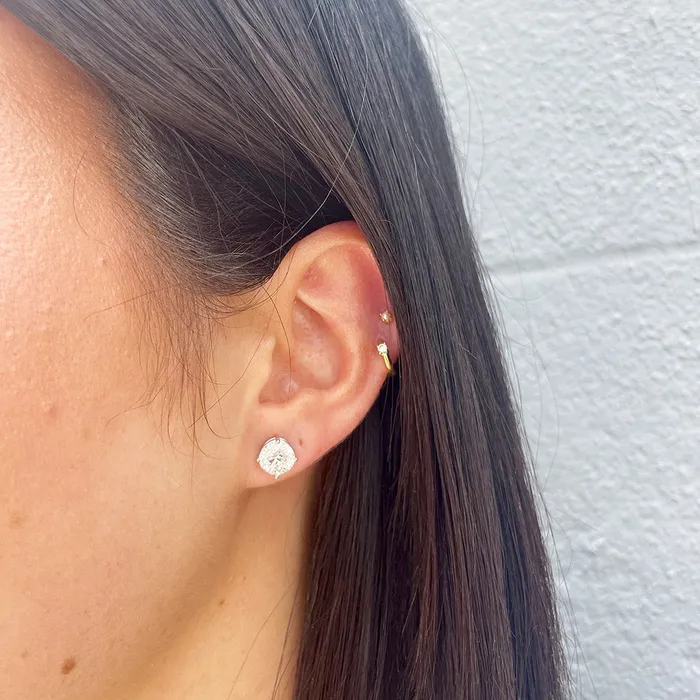Earrings Croghans 3ct Round Diamond 14K White Gold Stud Earrings