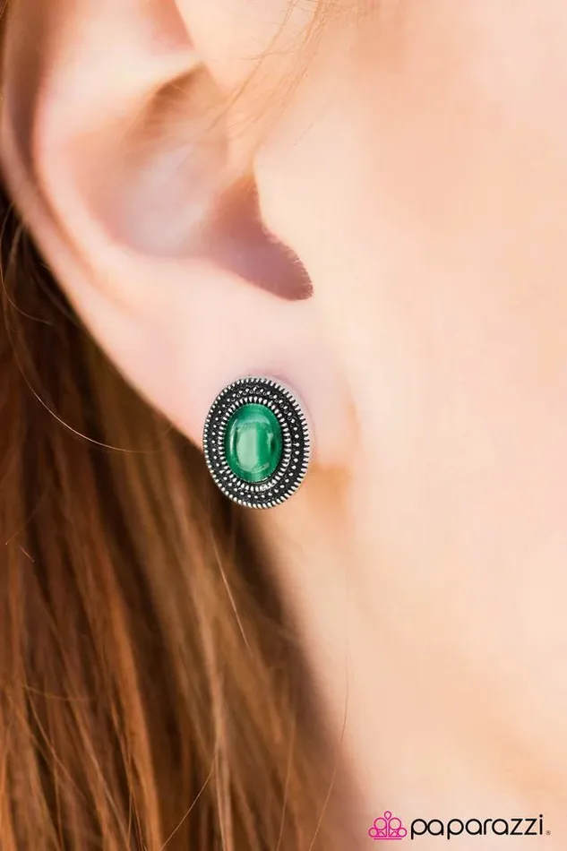 Earrings Paparazzi Jewelry Paparazzi Earring Carefree Cavalier Green