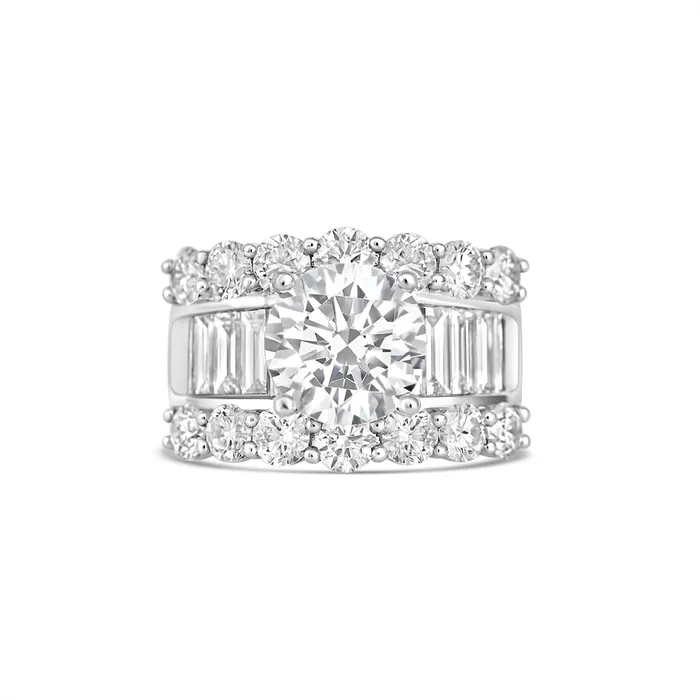 Engagement Collections PreStyled Sets 18K White Gold Wide Semi Mount Baguettes Rounds Engagement Collections PreStyled Sets 18K White Gold Wide Semi Mount Baguettes Rounds