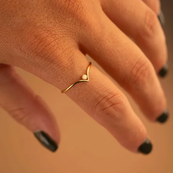 Gold Filled Lab Opal Chevron Stacker RG PreStyled Sets