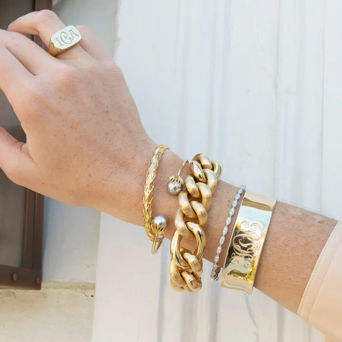 Goldbug Pearl Palm Frond Cuff Bangle Goldbug Collection Earrings