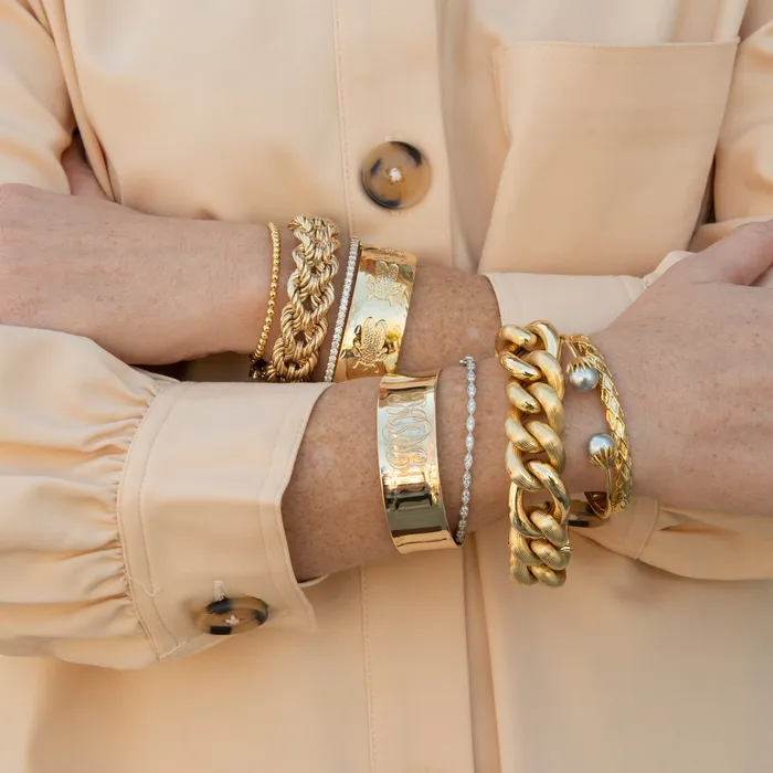 Goldbug Pearl Palm Frond Cuff Bangle Goldbug Collection Earrings