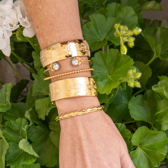 Goldbug Pearl Palm Frond Cuff Bangle Goldbug Collection Earrings
