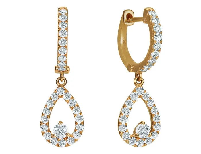 Odelia Earrings Odelia 18kt Rose Gold Pav Tear Drop Earrings
