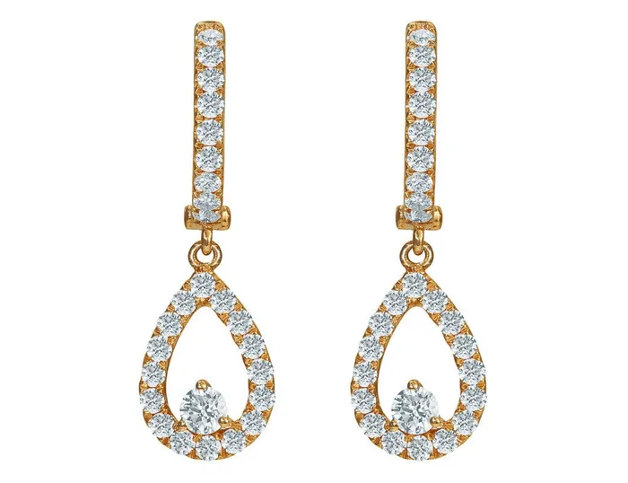 Odelia Earrings Odelia 18kt Rose Gold Pav Tear Drop Earrings