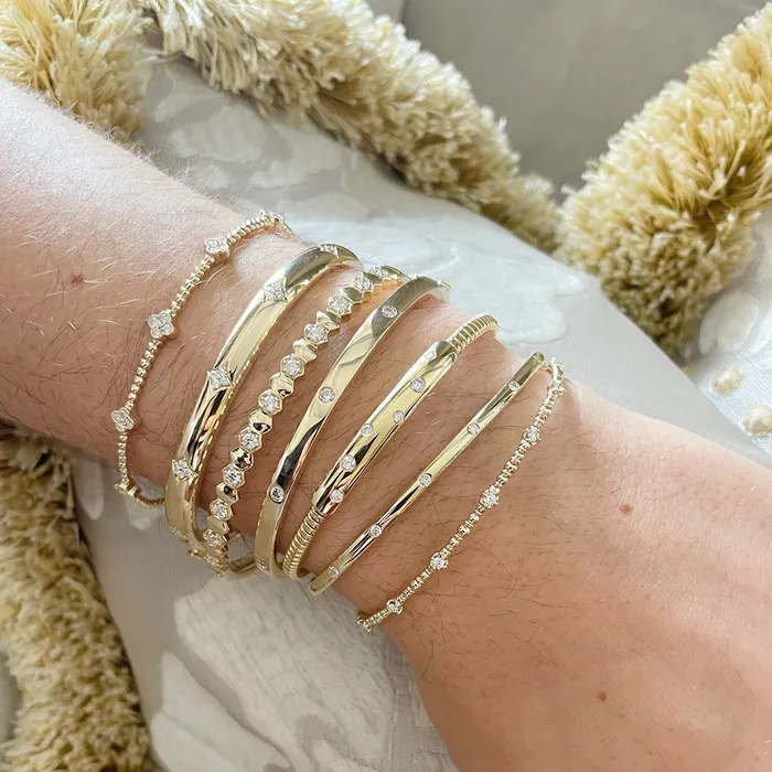 PreStyled Sets Croghans 30ctw Diamond Flush Set 14K Yellow Gold Bangle