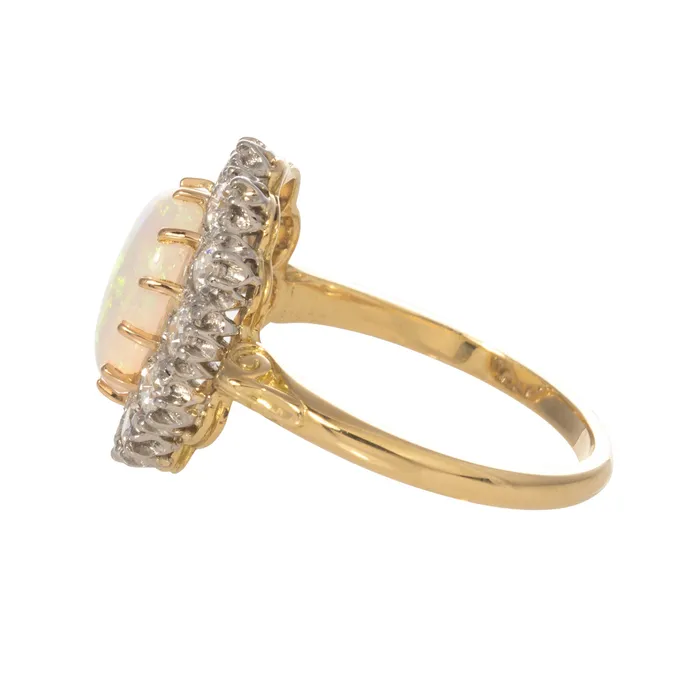 Rings Victorian Style 160ct Opal Diamond Cluster Ring Croghans