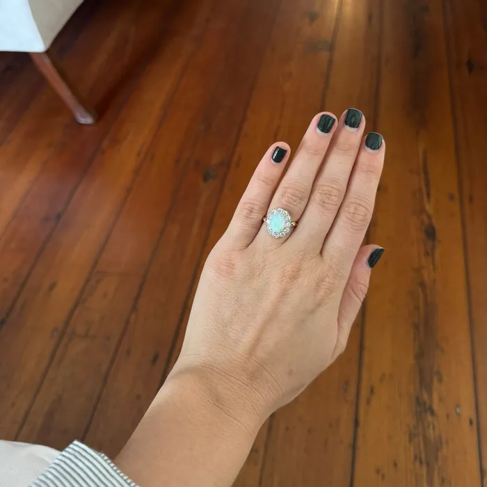 Rings Victorian Style 160ct Opal Diamond Cluster Ring Croghans