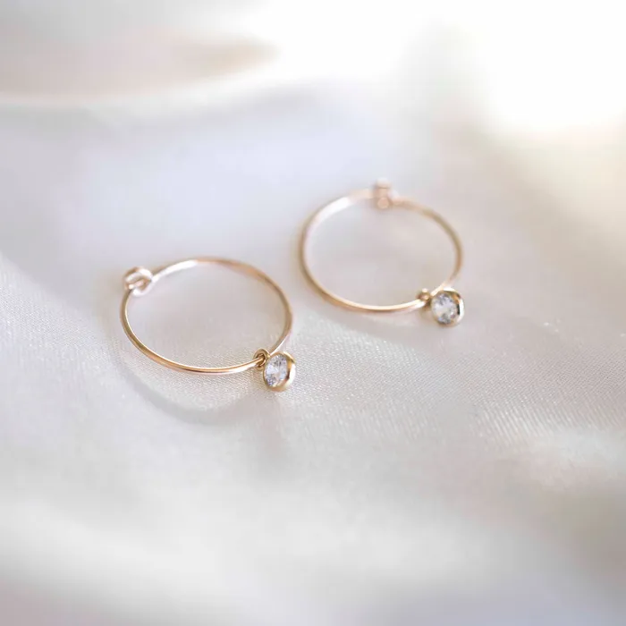 TheRoseGypsy PreStyled Sets Gold Filled Dainty Crystal Hoops