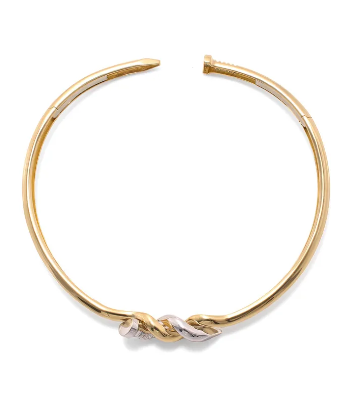 David Webb PreStyled Sets Two Tone Twisted Nail Collar Polished 18K Gold David Webb PreStyled Sets Two Tone Twisted Nail Collar Polished 18K Gold