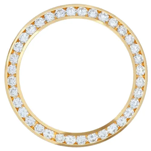 GB PreStyled Sets 45 Carats Channel Set 34 mm Earth Mined Diamond Bezel To Fit Breitling Rolex Date Watch Yellow Gold 18K