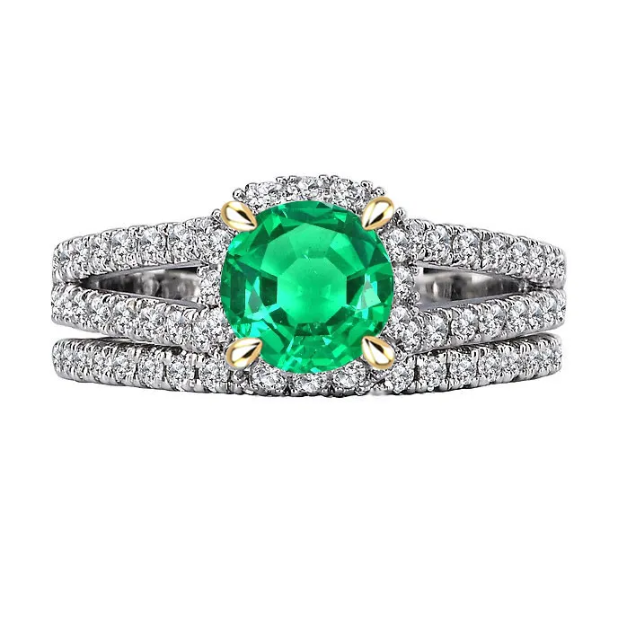 Green Emerald Gold Ring Set Eagle Claw Prongs HarryChadEntcom Rings