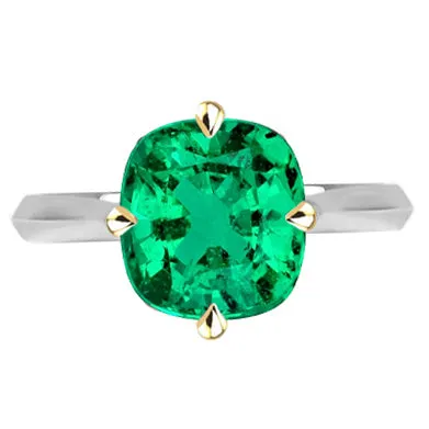 HarryChadEntcom Rings Unique Cushion Colombian Green Emerald Ring Solitaire HarryChadEntcom Rings Unique Cushion Colombian Green Emerald Ring Solitaire