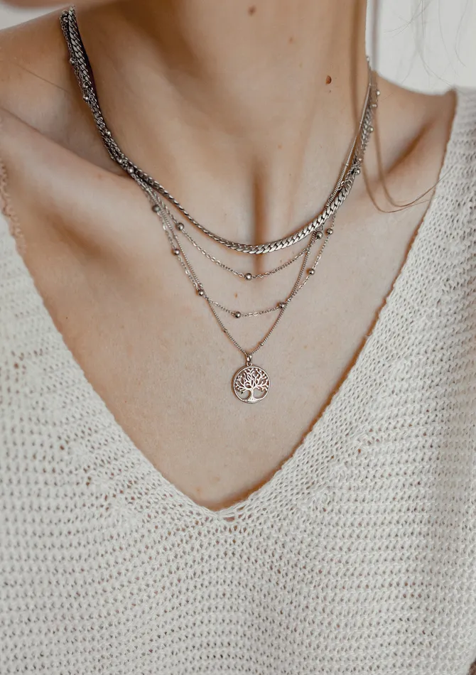 Hey Happiness Layered Necklace Silver Necklaces Hey Happiness Layered Necklace Silver Necklaces