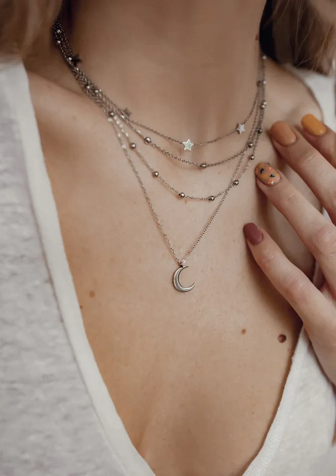 Hey Happiness Layered Necklace Silver Necklaces Hey Happiness Layered Necklace Silver Necklaces