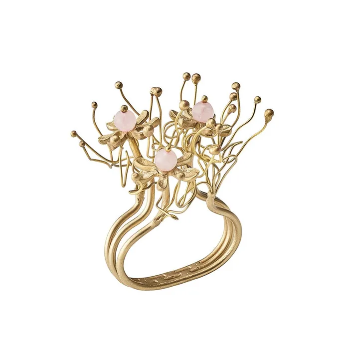Kim Seybert Rings Kim Seybert Napkin Ring Flora BlushGold Set Of 4