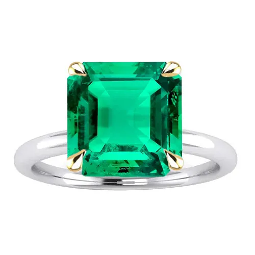 Rings Asscher Cut Colombian Green Emerald Ladys Ring HarryChadEntcom