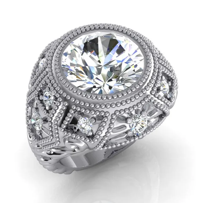 Rings Large Antique Style Big Mined Diamond Ring HarryChadEntcom